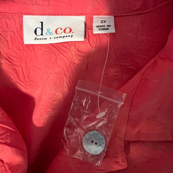 d & co Ladies iridescent microfiber oyster shell cottage core Y2K coral shacket - Picture 9 of 9
